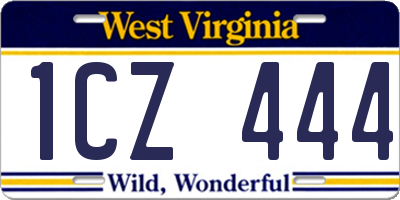 WV license plate 1CZ444