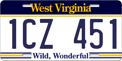 WV license plate 1CZ451