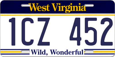 WV license plate 1CZ452