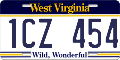 WV license plate 1CZ454