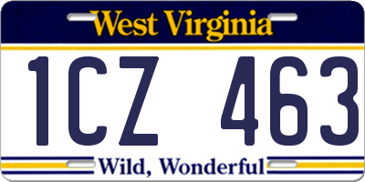 WV license plate 1CZ463