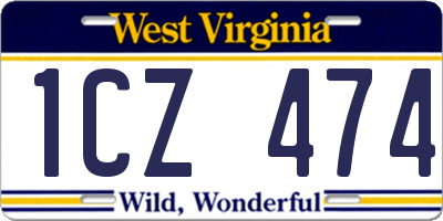 WV license plate 1CZ474