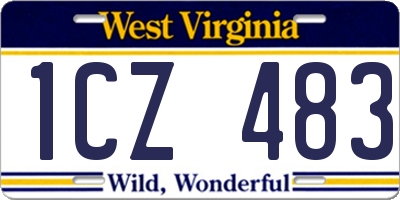 WV license plate 1CZ483