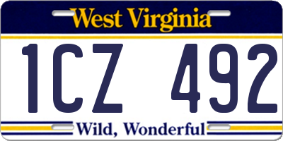 WV license plate 1CZ492