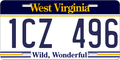 WV license plate 1CZ496