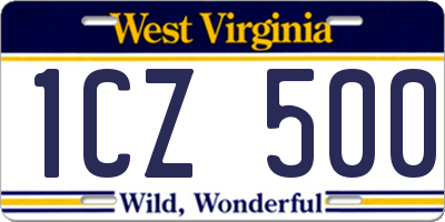 WV license plate 1CZ500