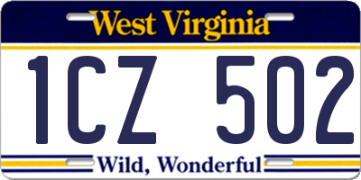 WV license plate 1CZ502