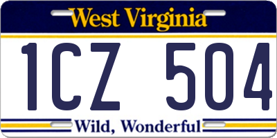 WV license plate 1CZ504