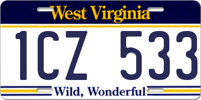 WV license plate 1CZ533