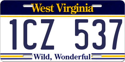 WV license plate 1CZ537