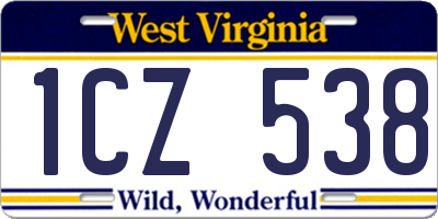 WV license plate 1CZ538
