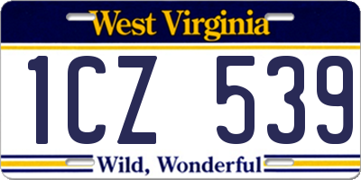 WV license plate 1CZ539