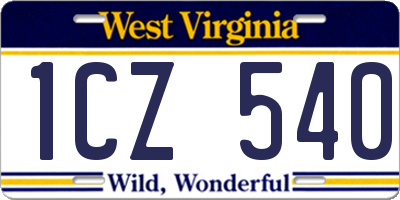 WV license plate 1CZ540