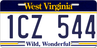 WV license plate 1CZ544