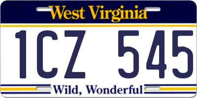 WV license plate 1CZ545