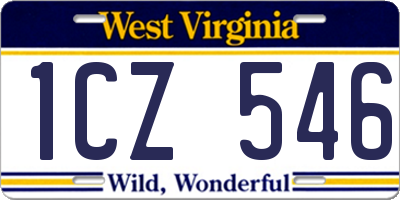 WV license plate 1CZ546