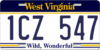 WV license plate 1CZ547
