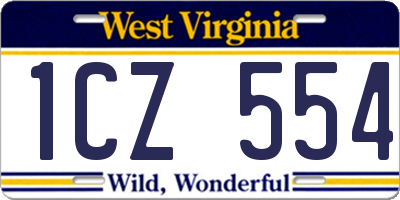 WV license plate 1CZ554