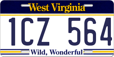 WV license plate 1CZ564
