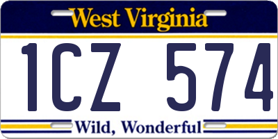 WV license plate 1CZ574