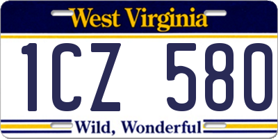 WV license plate 1CZ580