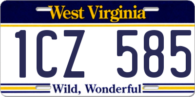 WV license plate 1CZ585