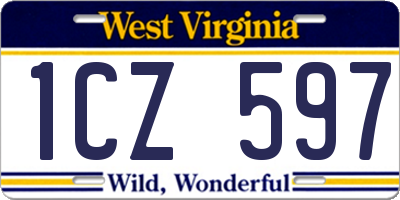 WV license plate 1CZ597
