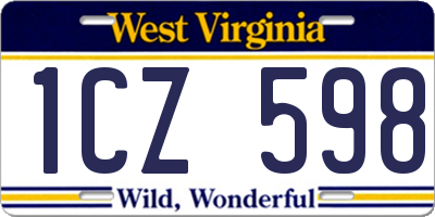 WV license plate 1CZ598