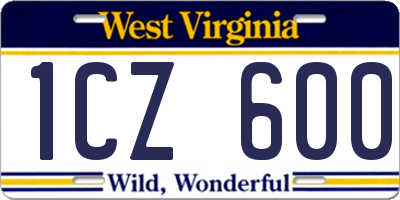 WV license plate 1CZ600