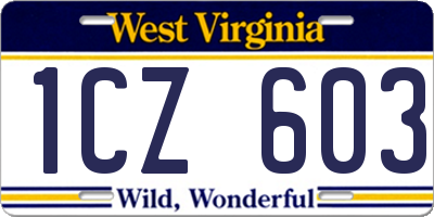 WV license plate 1CZ603