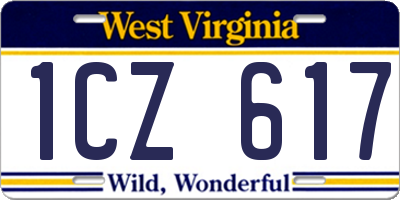 WV license plate 1CZ617