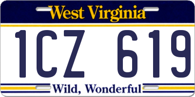 WV license plate 1CZ619