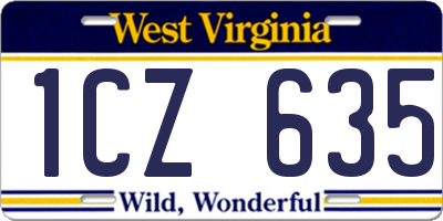 WV license plate 1CZ635
