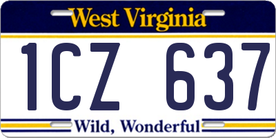 WV license plate 1CZ637