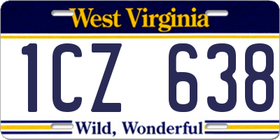 WV license plate 1CZ638