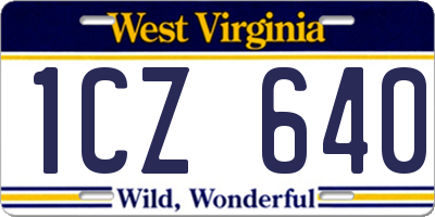 WV license plate 1CZ640
