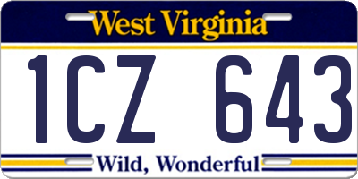WV license plate 1CZ643