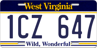 WV license plate 1CZ647