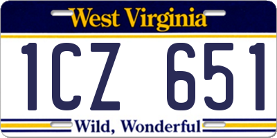 WV license plate 1CZ651