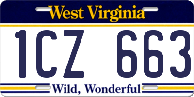 WV license plate 1CZ663