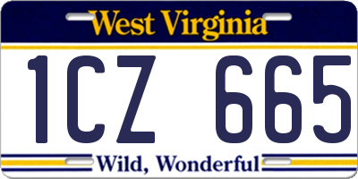 WV license plate 1CZ665