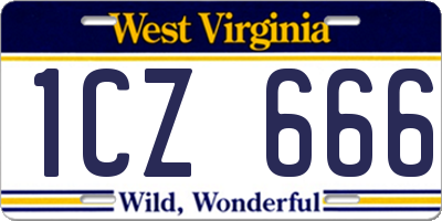 WV license plate 1CZ666