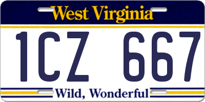 WV license plate 1CZ667