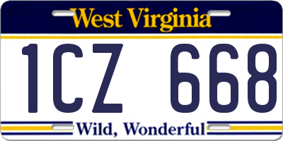 WV license plate 1CZ668