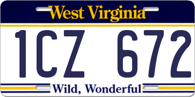 WV license plate 1CZ672