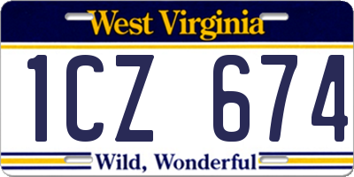WV license plate 1CZ674