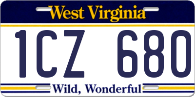 WV license plate 1CZ680