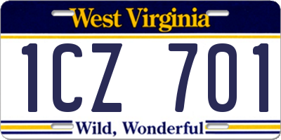 WV license plate 1CZ701