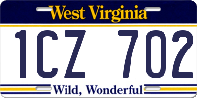 WV license plate 1CZ702