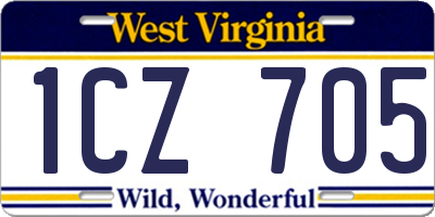 WV license plate 1CZ705